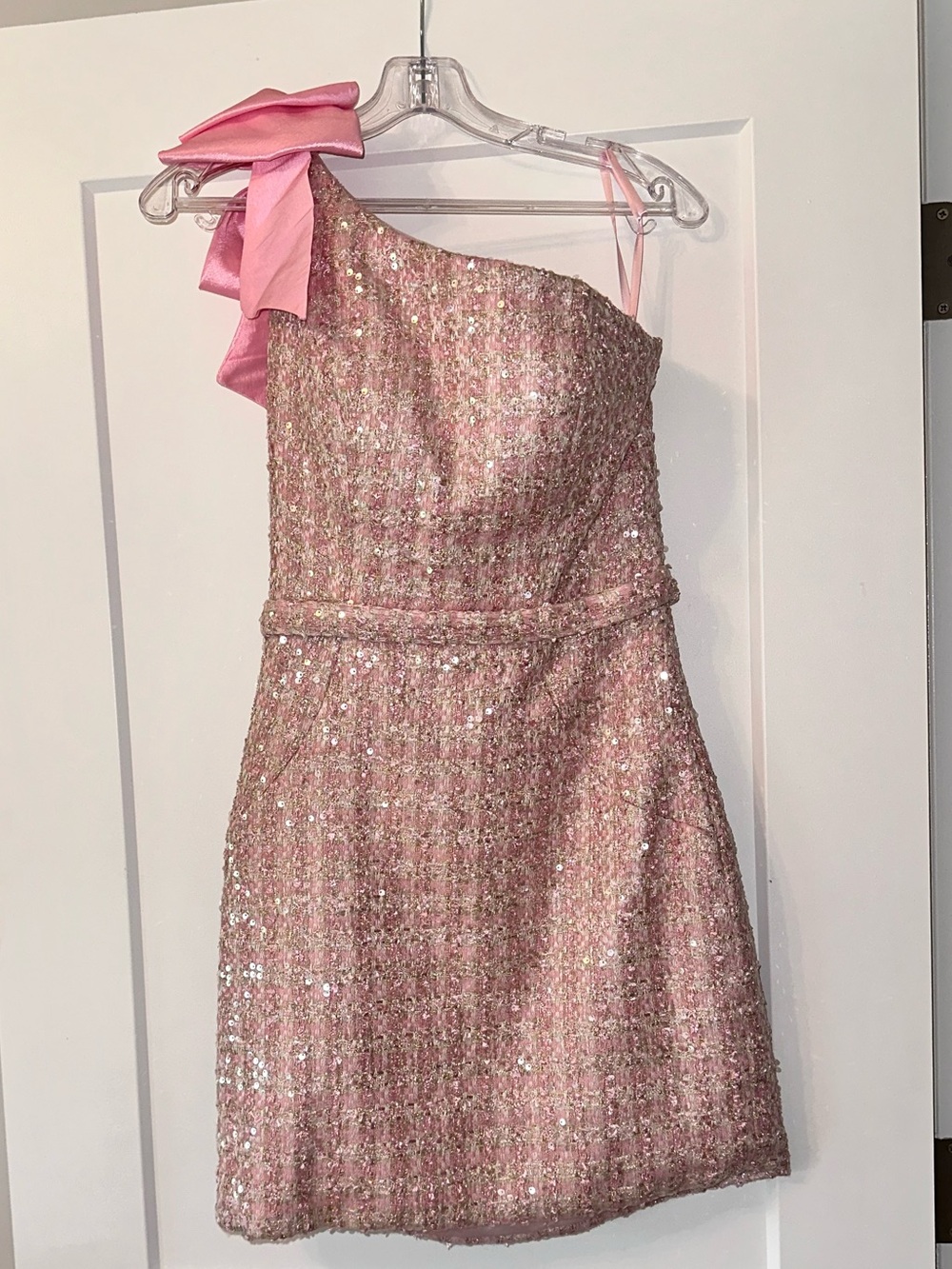 Ashley Lauren Girls' Pink One-Shoulder Party Dress with two Bows!